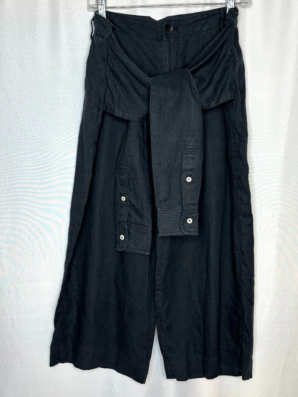 Anthropologie Sleeve Tie 100% Linen Crop Wide Leg Pants, SZ 10 Resort Artsy Boho